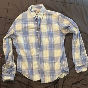 Blue and White Plaid Men's Shirt - Slim Fit size Medium